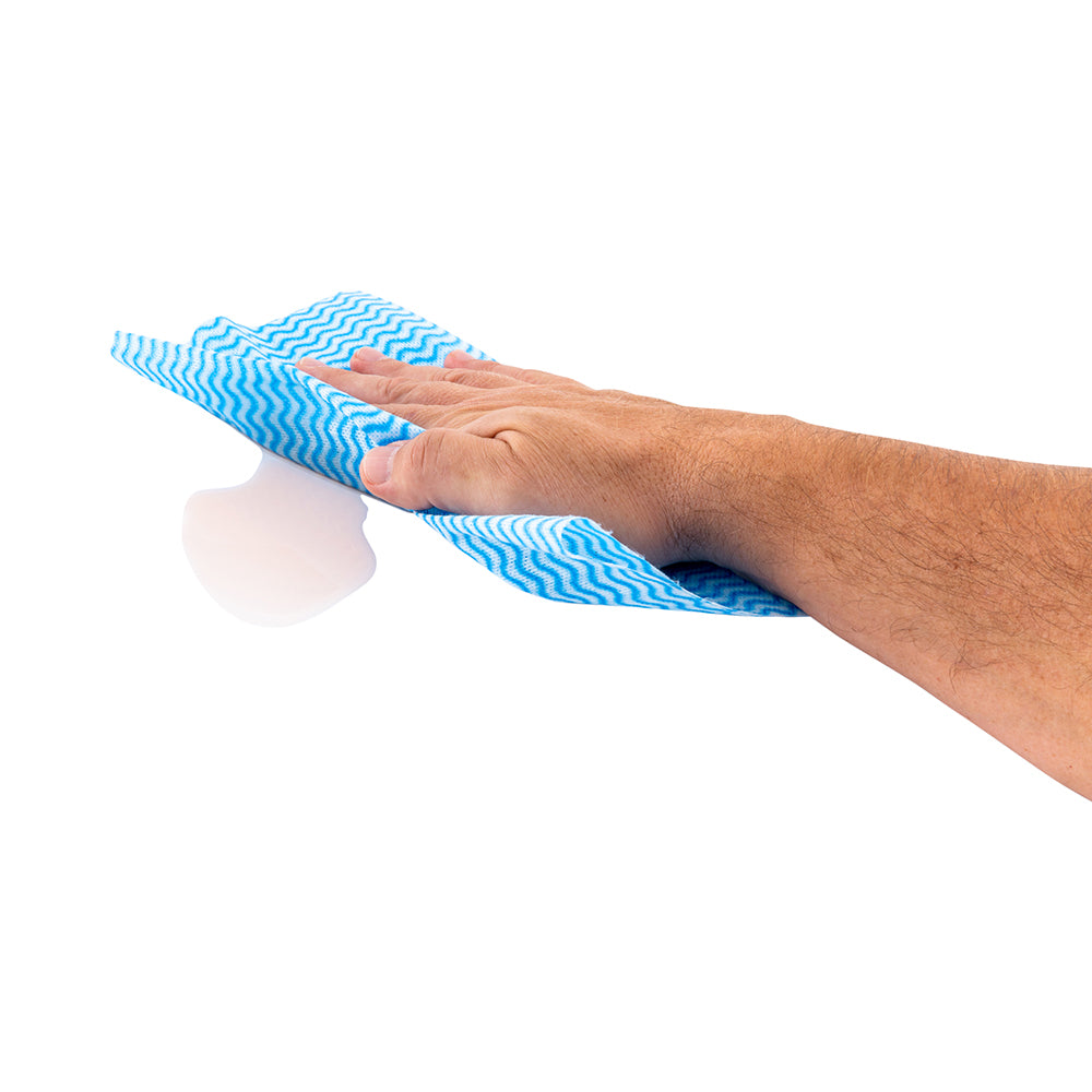 RW Clean Blue 100% Viscose All-Purpose Wipe - Biodegradable - 23 1/2" x 11 3/4" - 10 count box
