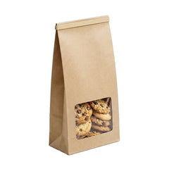 Bag Tek Kraft Paper Bakery / Coffee Tin Tie Bag - with Window - 4 3/4