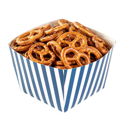 Bio Tek Square Blue and White Stripe Paper Snack Box - 5 1/4
