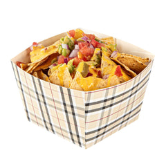Bio Tek Square Plaid Paper Snack Box - 5 1/4