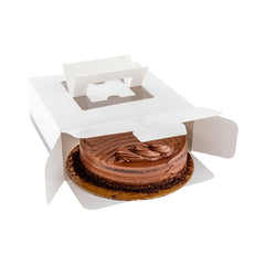 Cater Tek Square White and Gray Paper Cake / Take Out Container - with Pop-Up Handle, Window - 9