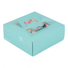 Cater Tek Square Turquoise Paper Cake / Take Out Container - with Pop-Up Handle, Window - 9