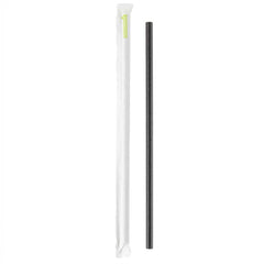 Bev Tek Black Paper Straw - Wrapped, Biodegradable, 7.5mm - 10