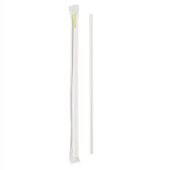 Bev Tek White Paper Straw - Wrapped, Biodegradable, 7.5mm - 10