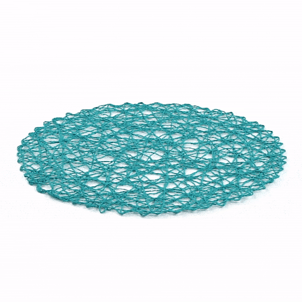 Spinweave Round Cerulean Blue Paper Handmade Placemat - Semi-Disposable - 15" x 15" - 6 count box