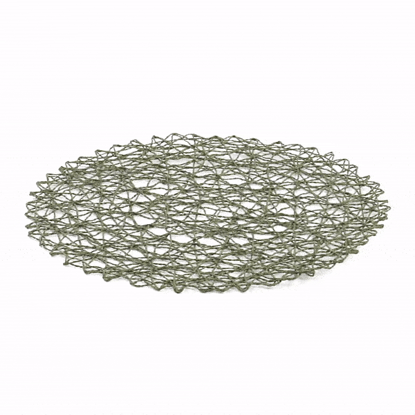 Spinweave Round Green Paper Handmade Placemat - Semi-Disposable - 15" x 15" - 6 count box