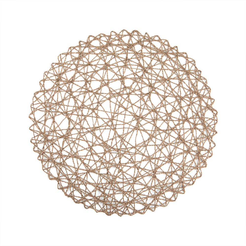 Spinweave Round Gray Paper Handmade Placemat - Semi-Disposable - 15" x 15" - 6 count box