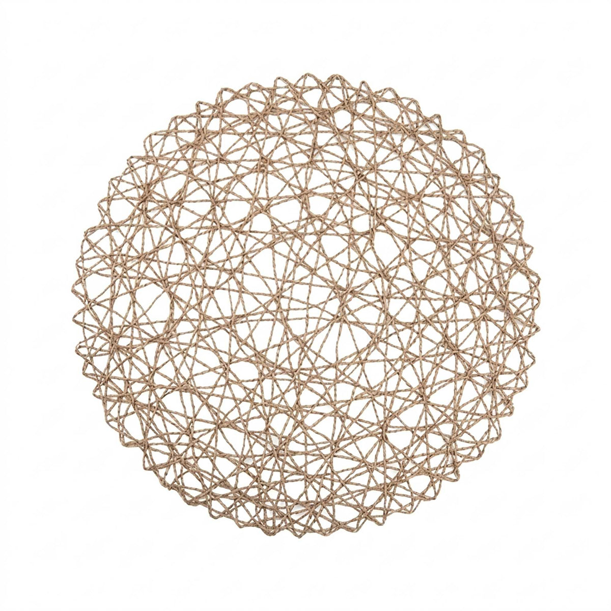Spinweave Round Gray Paper Handmade Placemat - Semi-Disposable - 15" x 15" - 6 count box