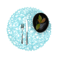 Spinweave Round Sky Blue Paper Handmade Placemat - Semi-Disposable - 15