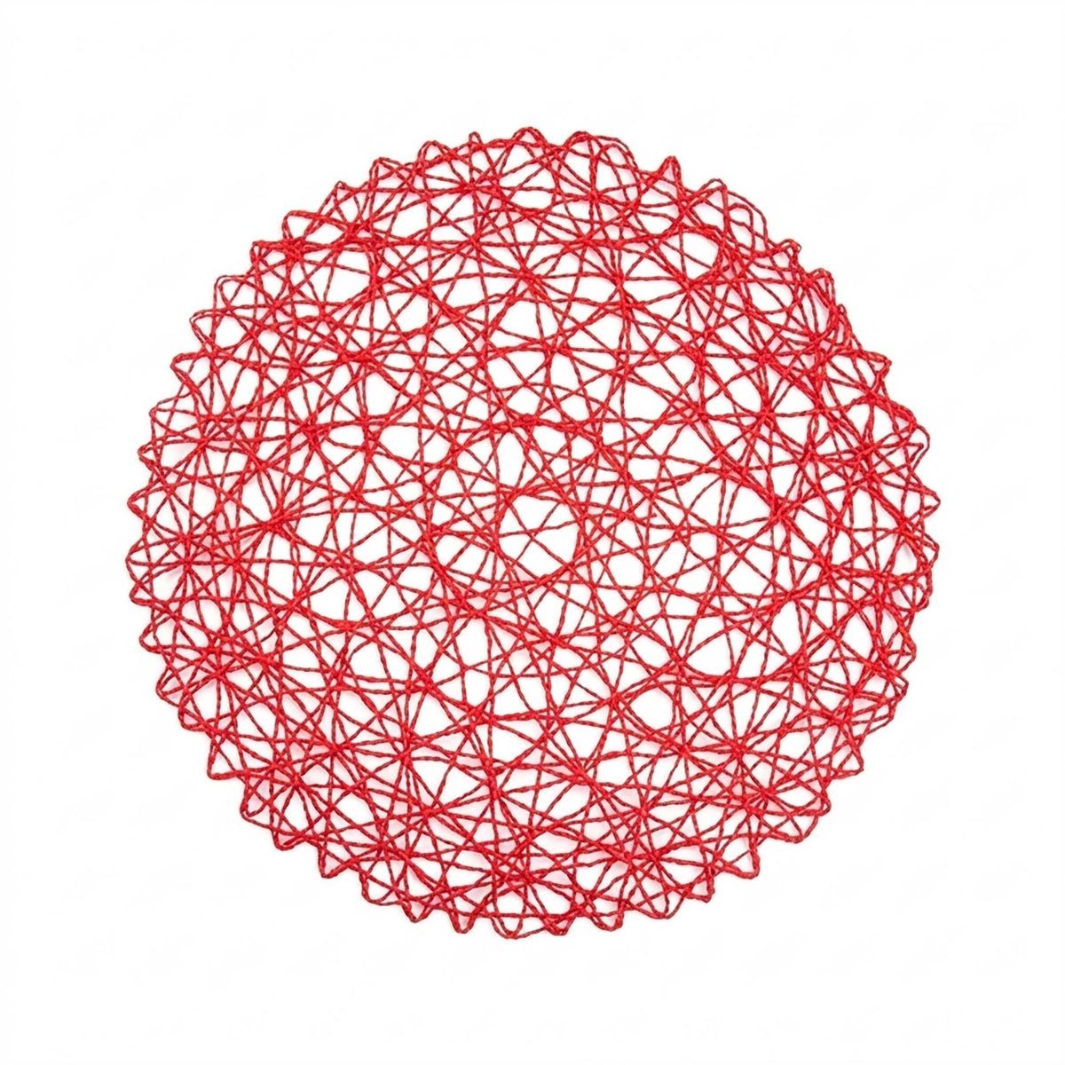 Spinweave Round Red Paper Handmade Placemat - Semi-Disposable - 15" x 15" - 6 count box