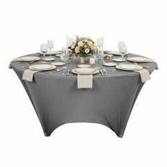 Table Tek Round Charcoal Gray Polyester Table Cover - Contour Cut - 72