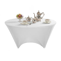 Table Tek Round White Polyester Table Cover - Contour Cut - 72