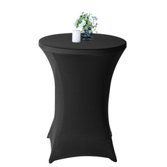 Table Tek Round Black Polyester Table Cover - Bar Height - 32
