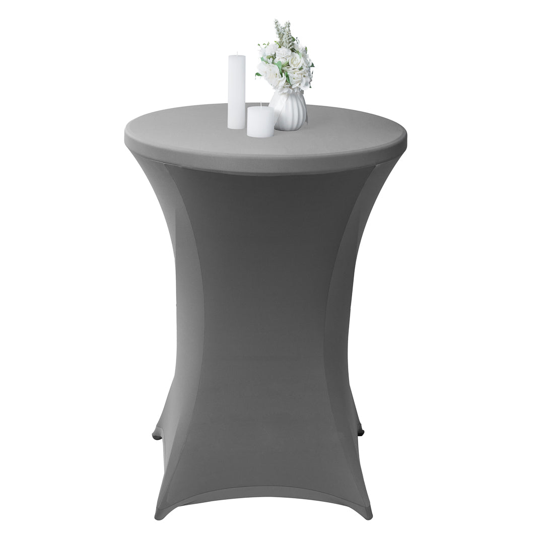 Table Tek Round Charcoal Gray Polyester Table Cover - Bar Height - 32" - 10 count box
