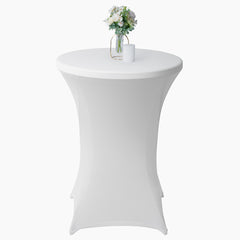 Table Tek Round White Polyester Table Cover - Bar Height - 32
