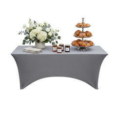 Table Tek Rectangle Charcoal Gray Polyester Table Cover - Contour Cut - 72
