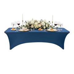 Table Tek Rectangle Blue Polyester Table Cover - Contour Cut - 96