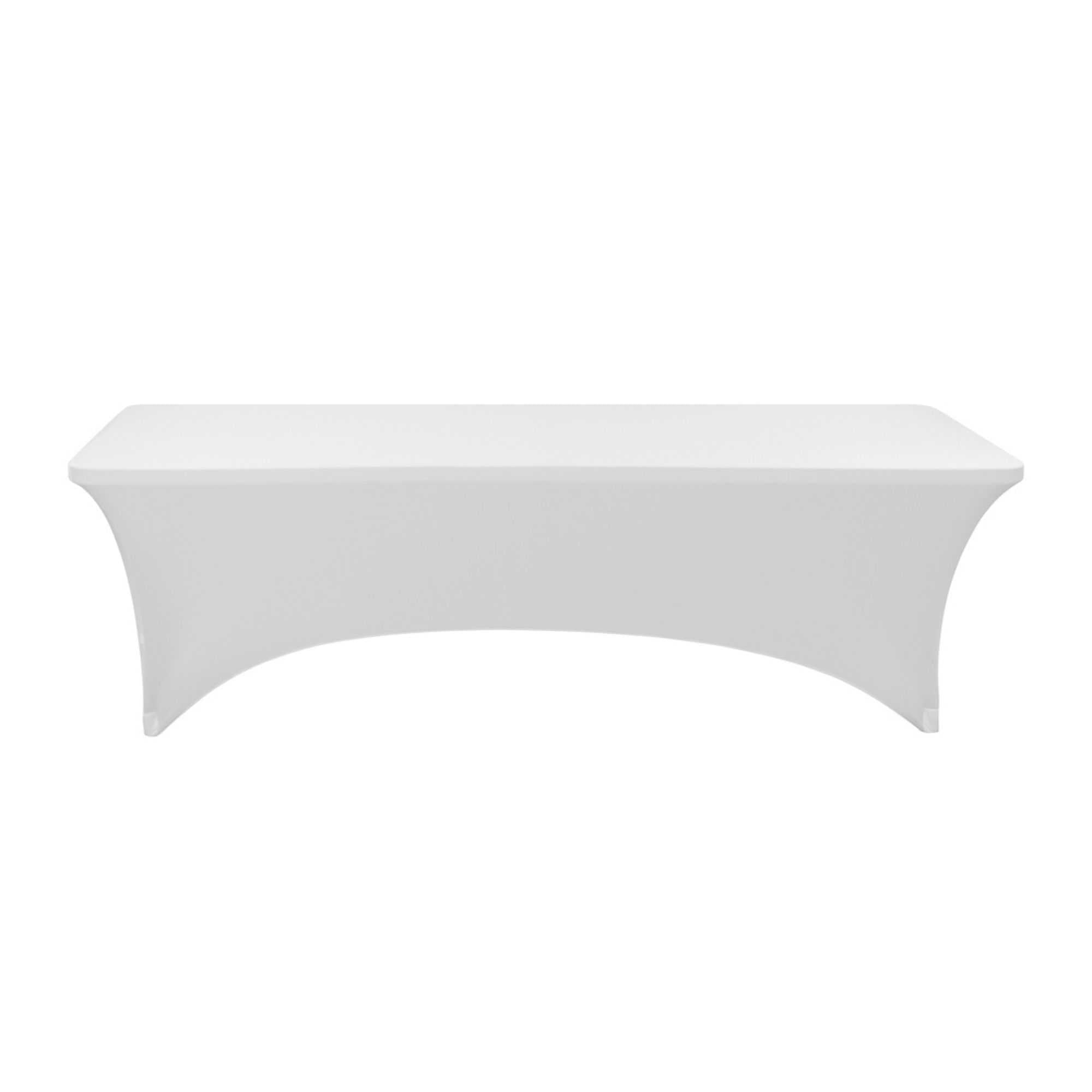 Table Tek Rectangle White Polyester Table Cover - Contour Cut - 96" x 30" - 10 count box