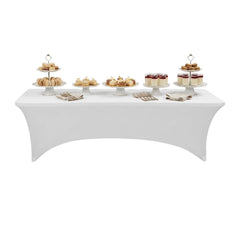 Table Tek Rectangle White Polyester Table Cover - Contour Cut - 96
