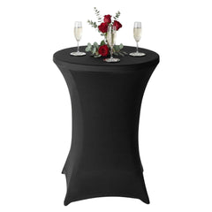 Table Tek Round Black Polyester Table Cover - Bar Height - 36