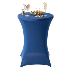 Table Tek Round Blue Polyester Table Cover - Bar Height - 36