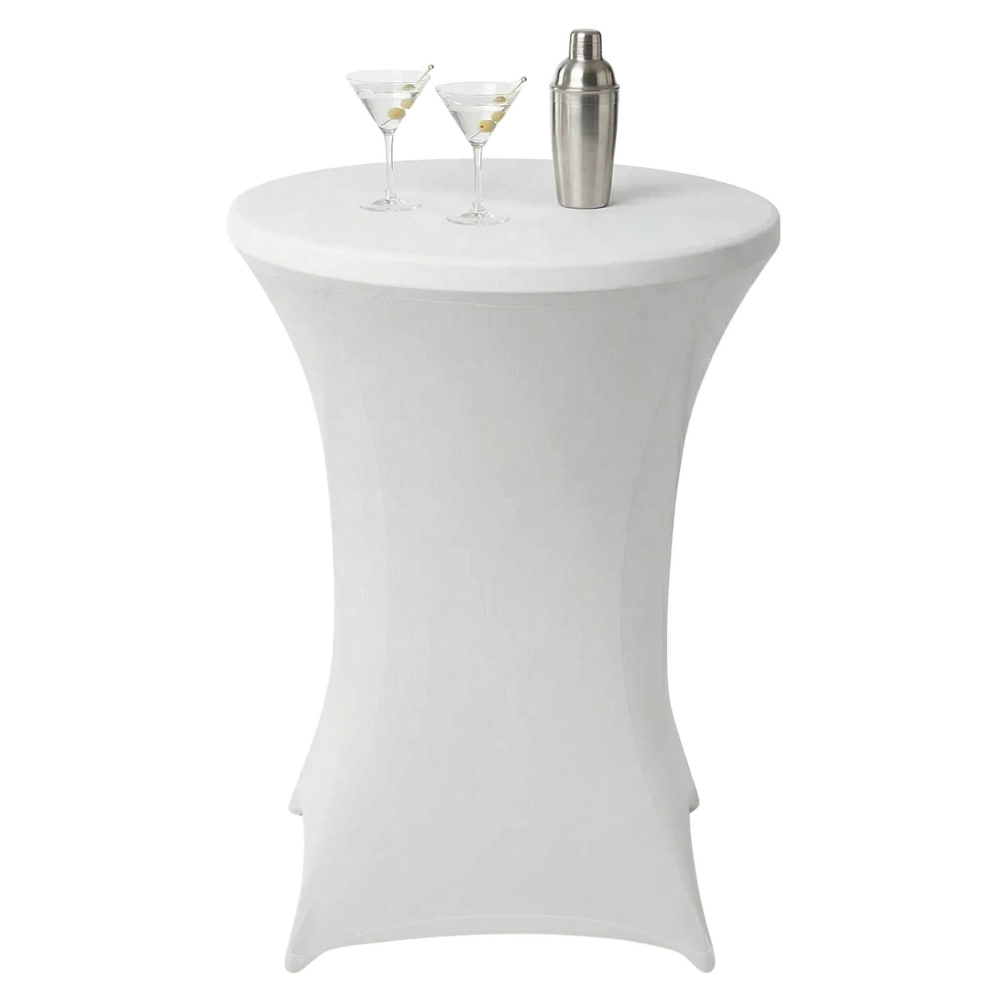 Table Tek Round White Polyester Table Cover - Bar Height - 36" - 10 count box