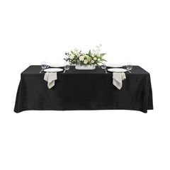 Table Tek Rectangle Black Polyester Cloth Table Cover - Hemmed - 90