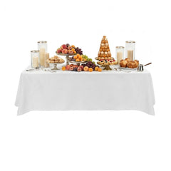 Table Tek Rectangle White Polyester Cloth Table Cover - Hemmed - 90