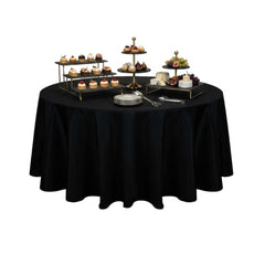 Table Tek Round Black Polyester Cloth Table Cover - Hemmed - 120