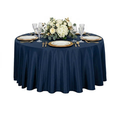 Table Tek Round Blue Polyester Cloth Table Cover - Hemmed - 120