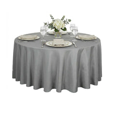 Table Tek Round Gray Polyester Cloth Table Cover - Hemmed - 120