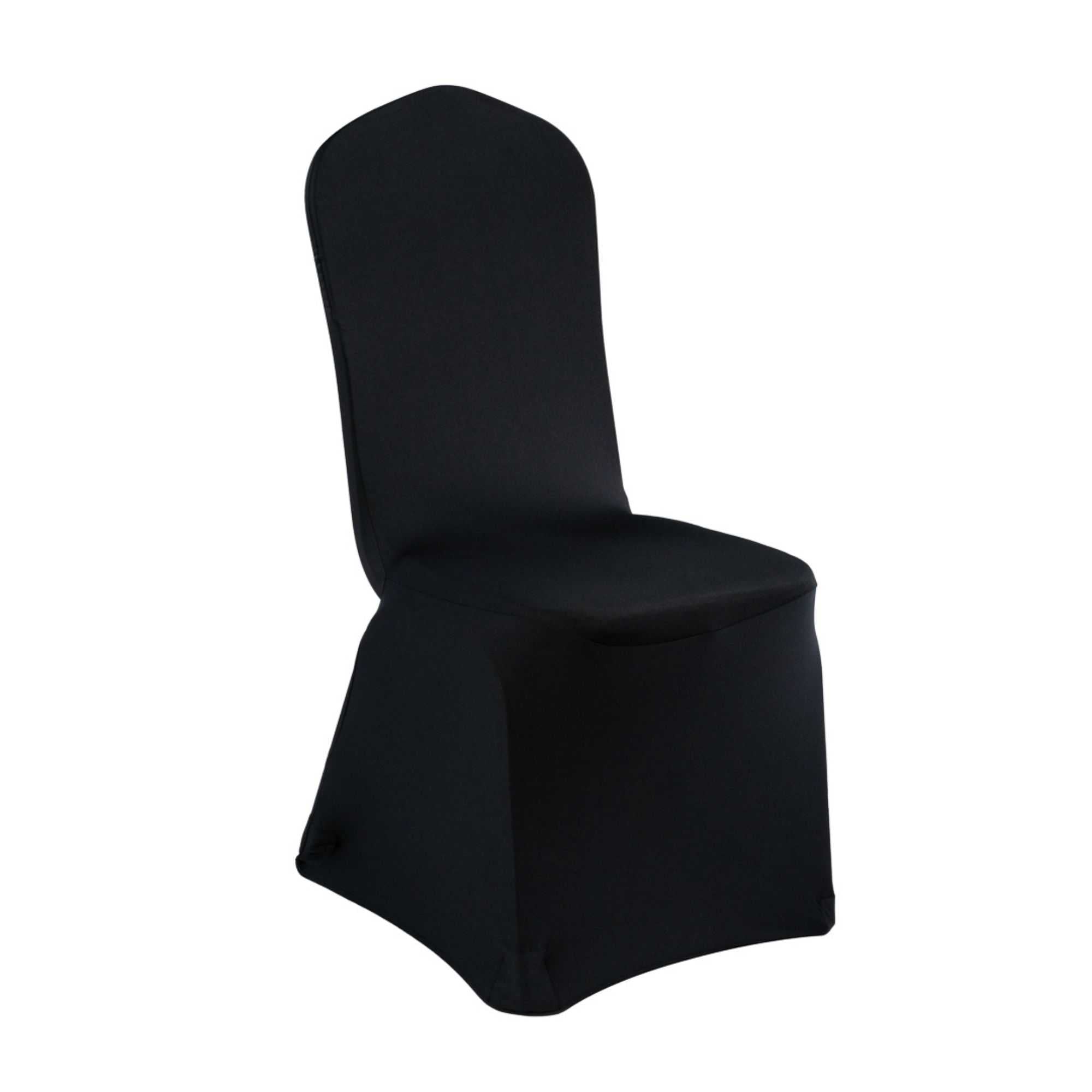 Table Tek Black Polyester Banquet Chair Cover - Universal, Stretch - 10 count box