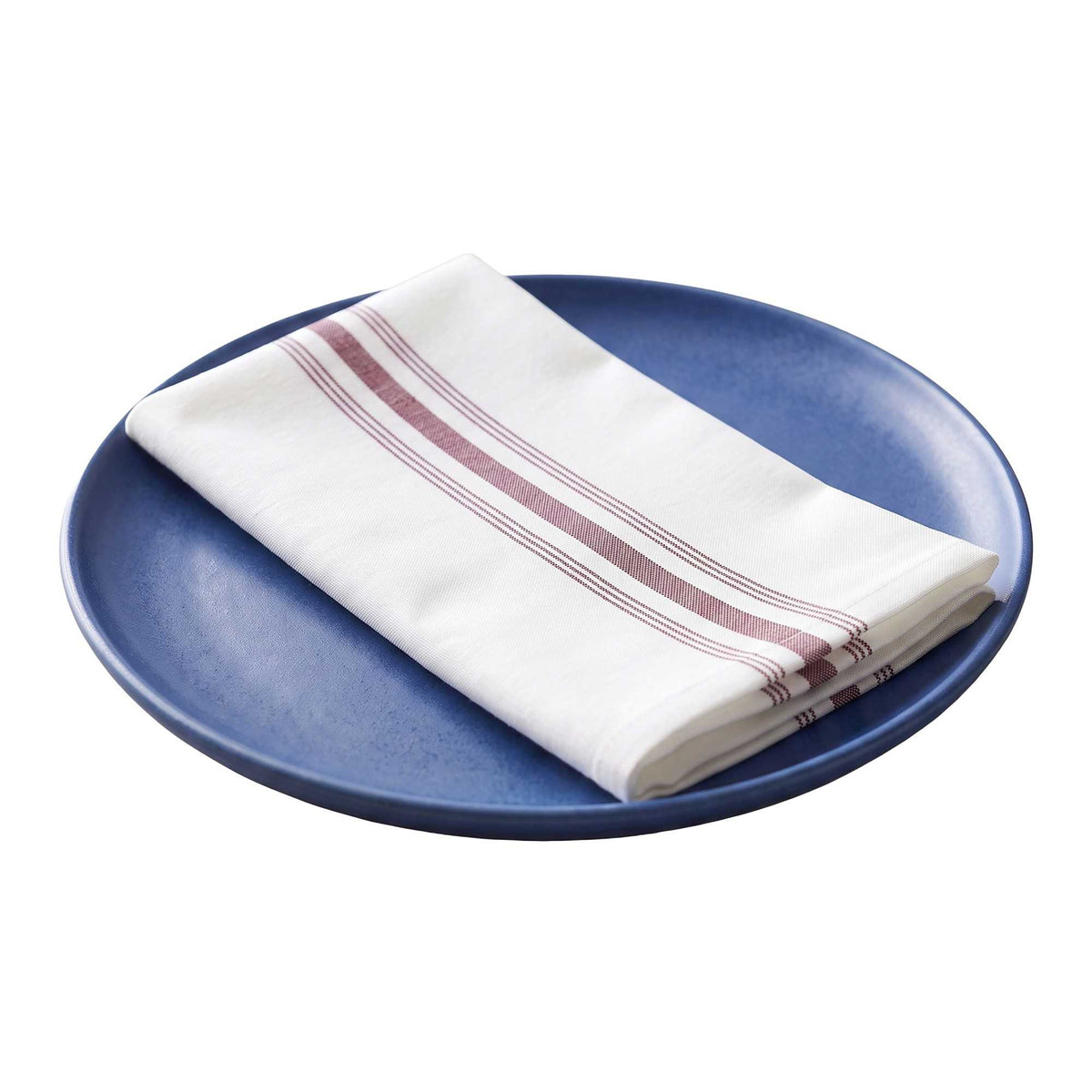 Luxenap White Woven Cloth Bistro Napkin - Burgundy Stripe - 18 1/2" x 22 3/4" - 10 count box