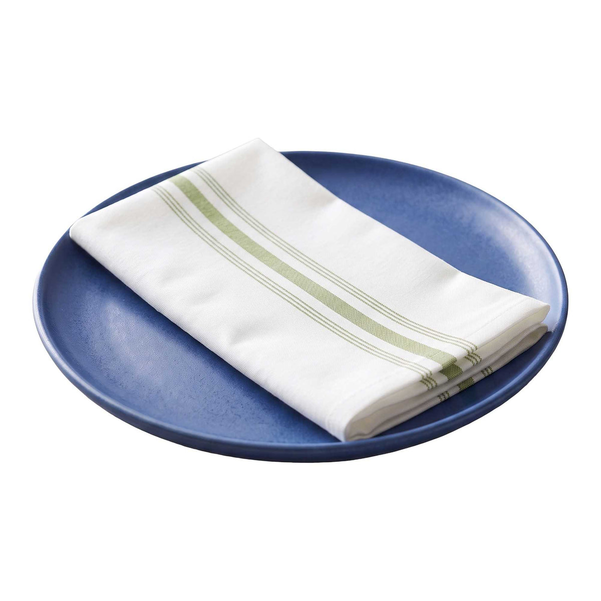 Luxenap White Woven Cloth Bistro Napkin - Lime Green Stripe - 18 1/2" x 22 3/4" - 10 count box