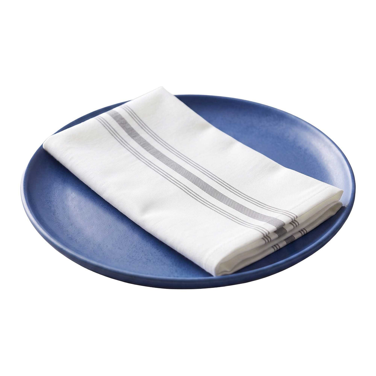 Luxenap White Woven Cloth Bistro Napkin - Gray Stripe - 18 1/2" x 22 3/4" - 10 count box