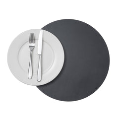 Chef 101 Round Black Vinyl Placemat - Embossed - 15