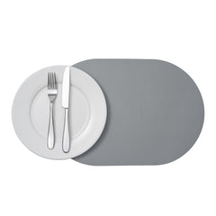 Chef 101 Oval Gray Vinyl Placemat - Embossed - 17 3/4