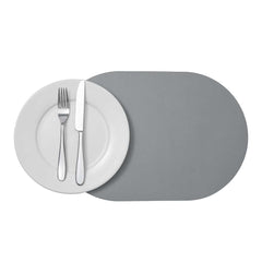 Chef 101 Oval Gray Vinyl Placemat - Embossed - 17 3/4