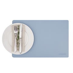 Chef 101 Rectangle Light Blue Vinyl Placemat - Embossed - 17 3/4