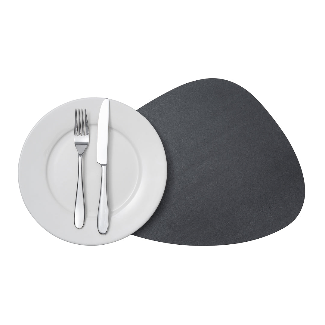 Chef 101 Egg-Shaped Black Vinyl Placemat - Embossed - 16" x 12" - 6 count box