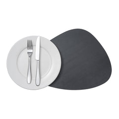 Chef 101 Egg-Shaped Black Vinyl Placemat - Embossed - 16