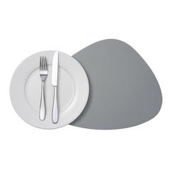 Chef 101 Egg-Shaped Gray Vinyl Placemat - Embossed - 16
