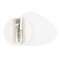 Chef 101 Egg-Shaped White Vinyl Placemat - Embossed - 16