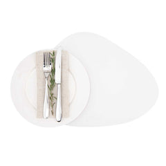 Chef 101 Egg-Shaped White Vinyl Placemat - Embossed - 16