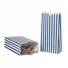 Bag Tek Blue and White Stripe Paper Bag - 2 lb - 4 1/4