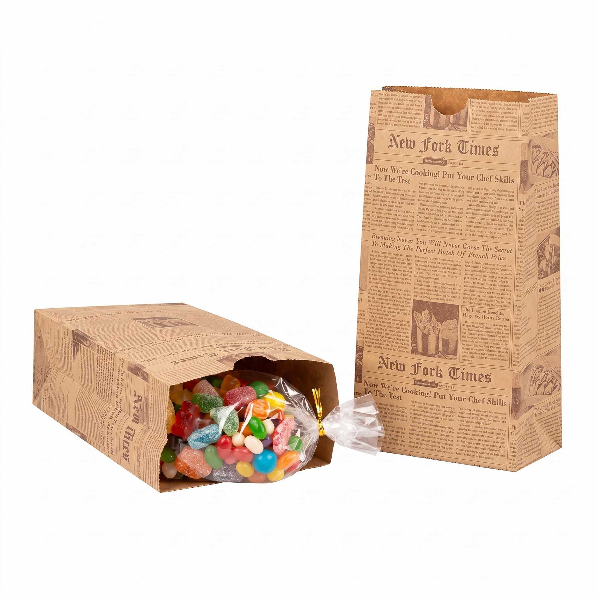 Bag Tek Kraft Newsprint Paper Bag - 2 lb - 4 1/4" x 2 1/4" x 8 3/4" - 100 count box