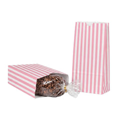 Bag Tek Pink and White Stripe Paper Bag - 2 lb - 4 1/4