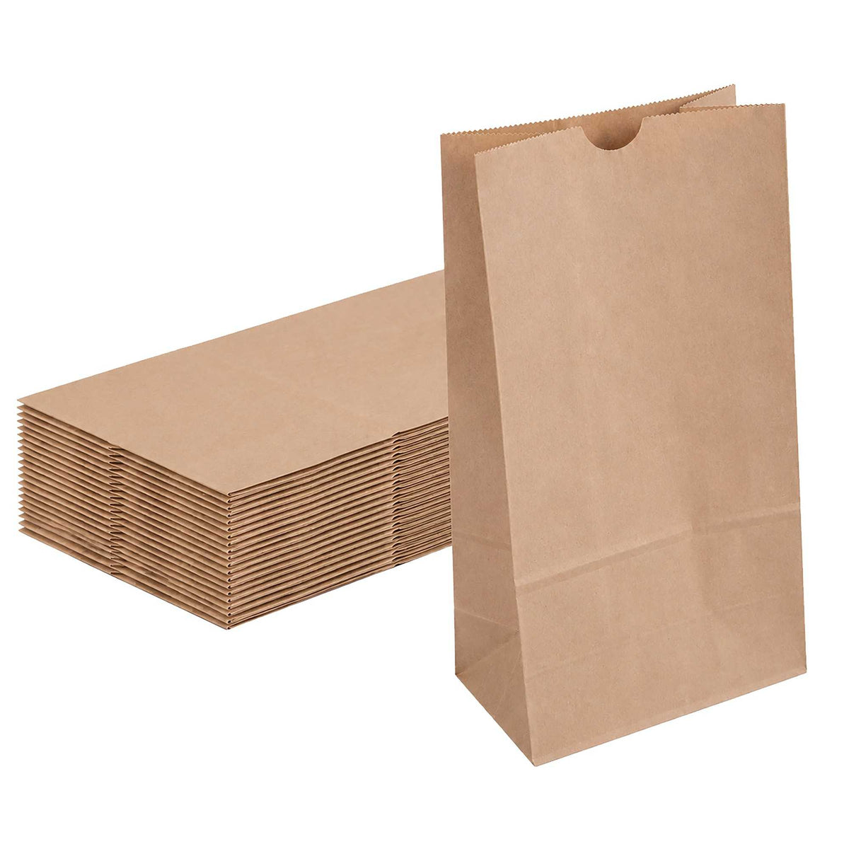 Bag Tek Kraft Paper Bag - 6 lb - 6" x 3 1/2" x 10 3/4" - 100 count box