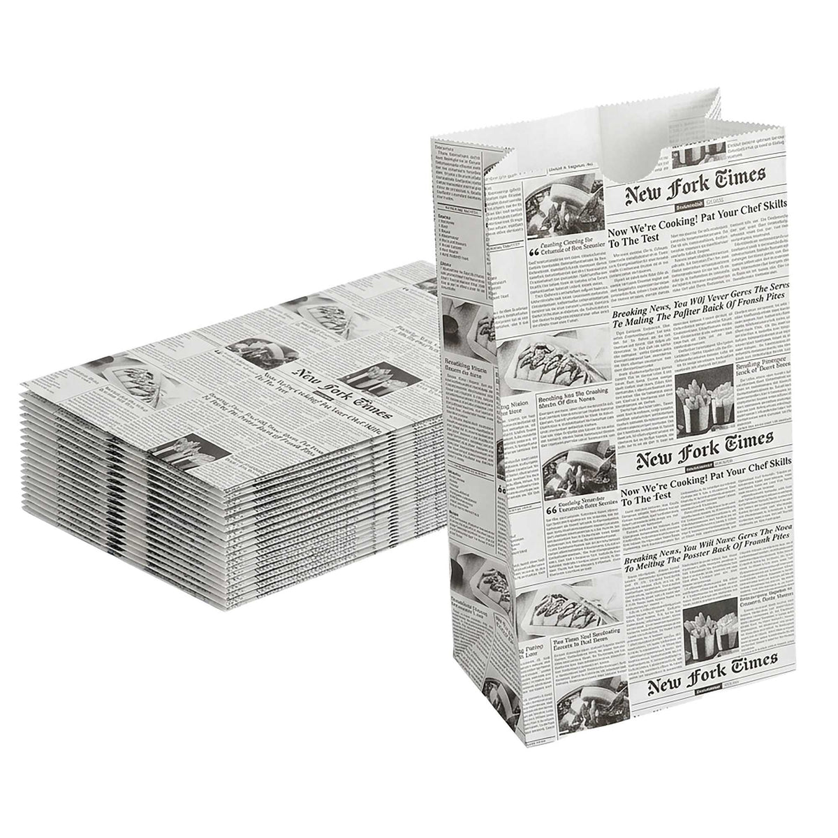 Bag Tek Newsprint Paper Bag - 6 lb - 6" x 3 1/2" x 10 3/4" - 100 count box
