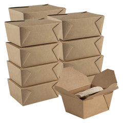 Bio Tek 30 oz Rectangle Kraft Paper Microwavable #1 Bio Box Take Out Container - 5